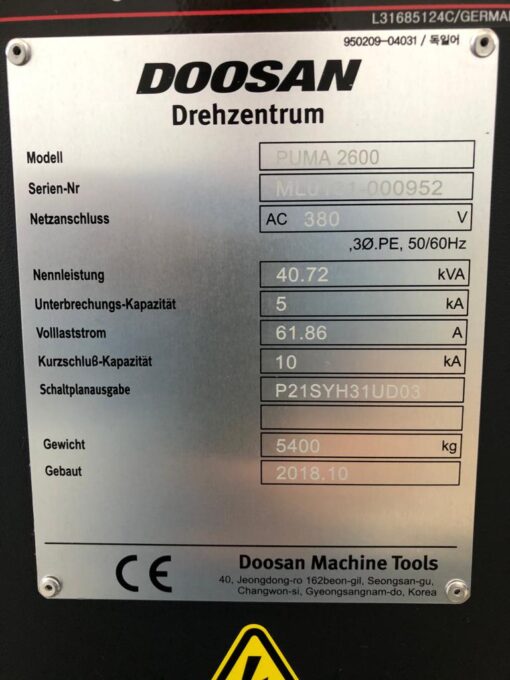 DOOSAN / Puma- 2600 CNC-DRAAIBANK - Afbeelding 10