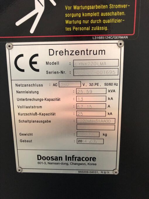 DOOSAN LYNX-220-LMA CNC-DRAAIBANK - Afbeelding 9
