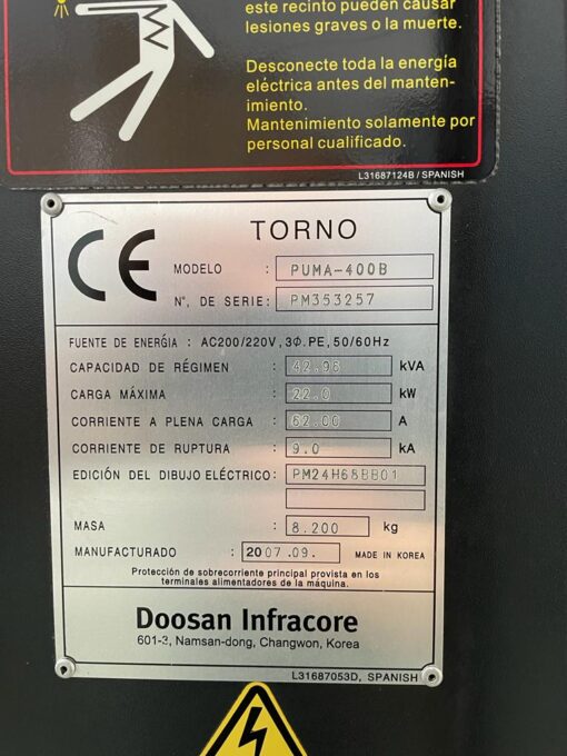 DOOSAN PUMA 400B CNC DRAAIBANK - Afbeelding 9
