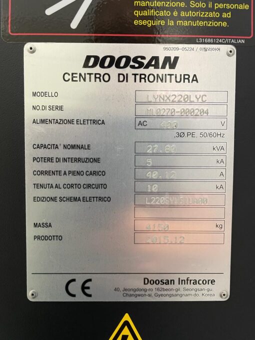 DOOSAN LYNX 220LYC CNC DRAAIBANK MET AANGEDREVEN GEREEDSCHAP - Afbeelding 12
