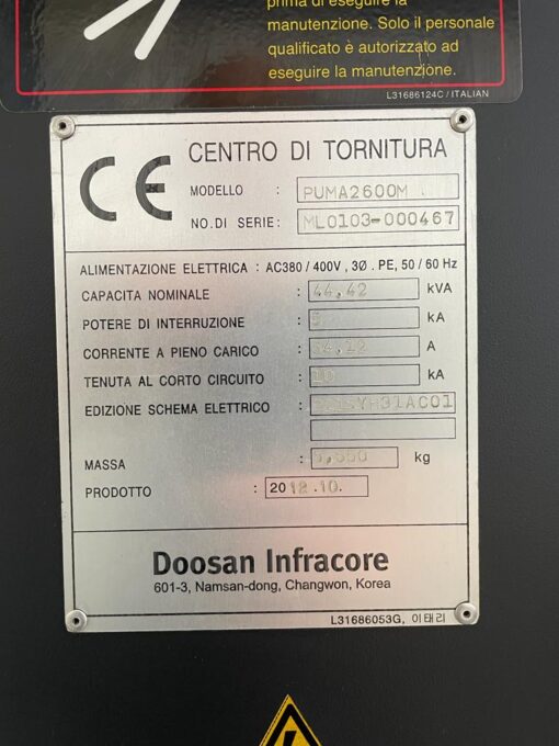 DOOSAN PUMA 2600M CNC-DRAAIBANK CNC DRAAIBANK - Afbeelding 12