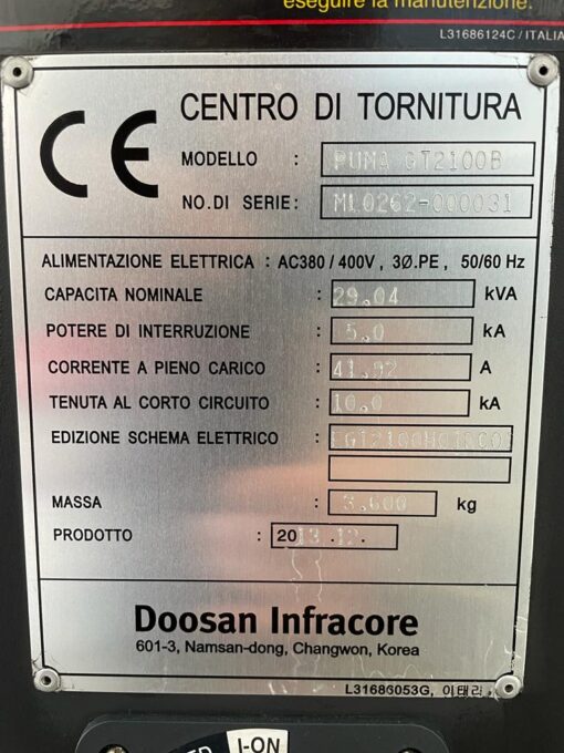 DOOSAN/PUMA GT2100B CNC-DRAAIBANK - Afbeelding 10