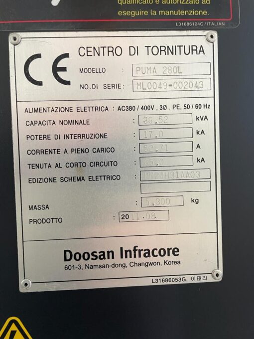 DOOSAN PUMA 280L CNC-DRAAIBANK - Afbeelding 12
